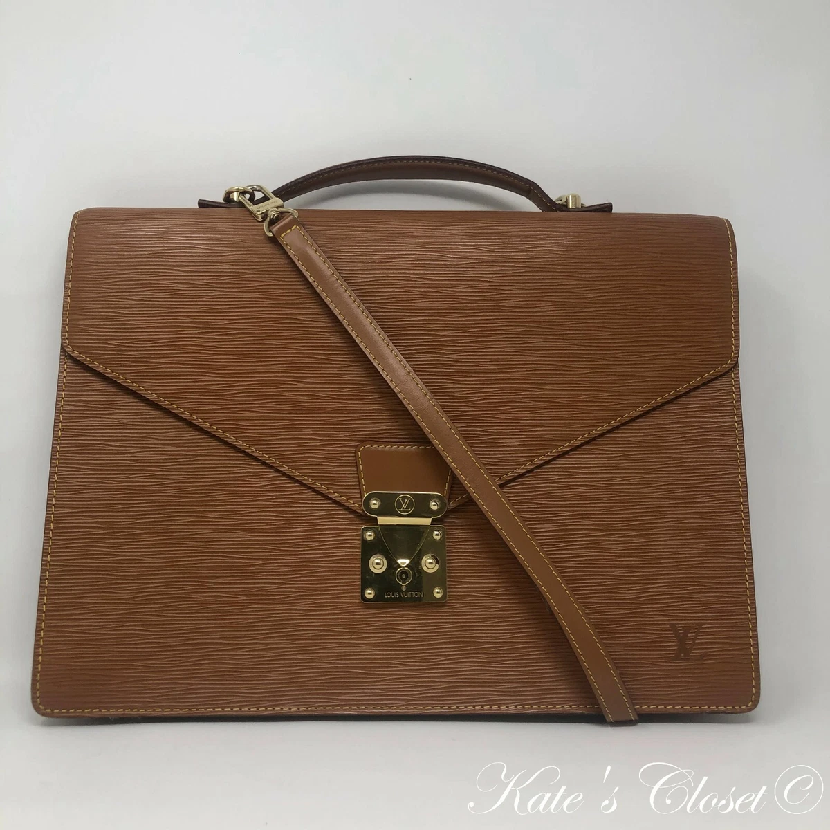 Louis+Vuitton+Porte-Documents+Briefcase+Medium+Brown+Leather for