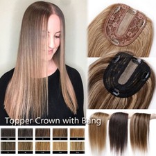 CLEARANCE 100 Remy Human Hair Topper Toupee Hairpiece Wigs Clip In Silk Base US