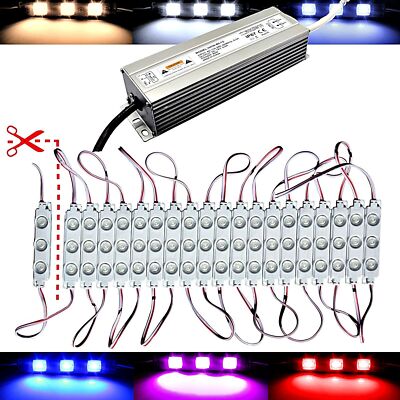 1x 100X LED Modul 3 SMD Cluster Kette Werbebeleuchtung Außenwerbung kaltweiß 12V