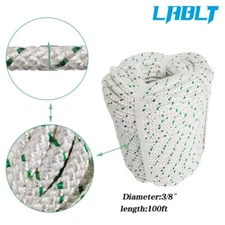 LABLT 3/8" x 100' Heavy Breaking Strength Double Braid Polyester Rope 4800Lbs