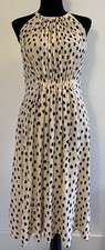 Kate Spade NY Take A Walk On The Wild Side Dot Halter Cream/Blk Dress Sz 6 Flowy