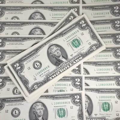 #ad Flipper Fancy Serial Number 2 Dollar Bill Crisp L10800XXXB Choose 1 Note $9.95