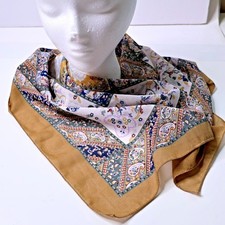 VTG Patchwork Square Scarf Paisley Rose Western Hippie Boho Gma Cottage Floral
