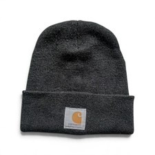 Carhartt A18 Black Knit Beanie Hat Made in USA Cuffed Watch Cap Workwear
