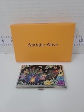 Antique Alive Mother Of Pearl Credit Card Case Peacock