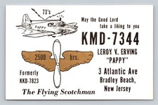 CB QSL/QSO KMD-7344 Bradley Beach NJ USA Vintage Unused Plane Art "Flying