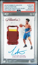 2018 Panini Flawless Patch Autographs #VPCSX Collin Sexton Ruby Rookie /15 PSA 9