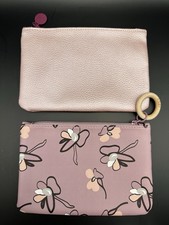 IPSY Glam Bags set of 2 - lavender w/abstract flowers  metallic pink