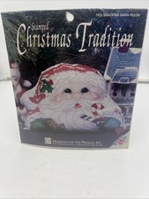 Christmas Tradition Stamped Cross Stitch Snacking Santa Pillow Kit Made in USA