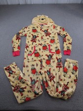 Disney Winnie the Pooh Halloween Pajama One Piece Size M Fleece Hooded Costume