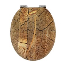 18'' Universal Wooden Toilet Seat Easy Fit Bathroom WC Seat with Fittings