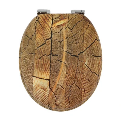 BURAKH 18" Universal Holz WC-Sitz Easy Fit Badezimmer WC Sitz mit Armaturen