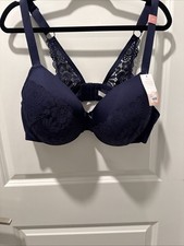 Cacique Lane Bryant Bra Navy Full Coverage Underwire 44C Lightly Lined NWT