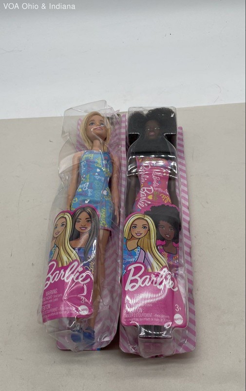 Mattel Barbie Dolls Lot of 2 Fashion Dolls Blonde & Afro Hairstyles New Sealed