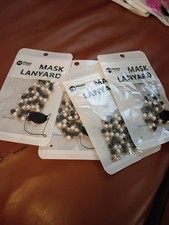 Minky Accessories Mask/Sunglasses Lanyard Bl Pearl Bead W/ Gold Chain 4pck New