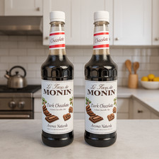 2 x 1L Monin Dark Chocolate Syrup for hot and cold beverages. Best Before Feb 26