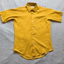 Vintage Kmart Shirt Mens Medium Yellow Permanent Press USA Short Sleeve Button