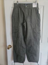 Aeropostale Utility Cargo Pants Olive Army Green Wmn's M Cotton Drawstring Leg