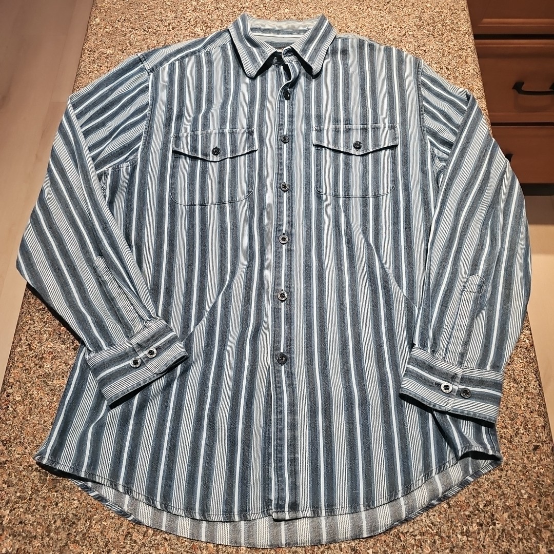 Pendleton Western Vertical Striped Blue Shirt Men… - image 1