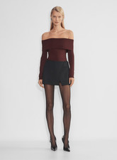 Aritzia Women's Contour Deco Off Shoulder Long Sleeve Bodysuit burgundy Small N