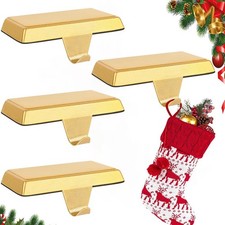 4 Metal Christmas Stocking Holders for Mantle Heavy Duty Stocking Hangers...