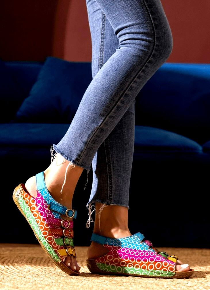 Soffia Rainbow Strap Bubble Pattern Leather Sanda… - image 15