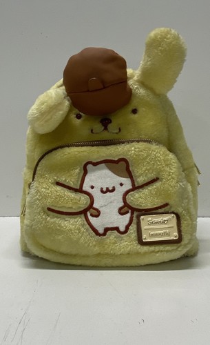 Sanrio Yellow Plush, faux leather Backpack Pompompurin cosplay mini backpack