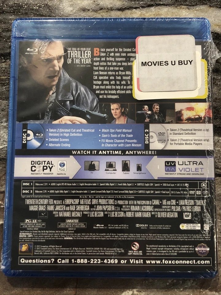 Taken 2 2013 Blu-ray Unrated Edition Liam Neeson New Sealed - Image 2 of 2
