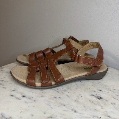 HOTTER Comfort Concept  Brown Leather Sandals Size 7 EU 38 Ortho England -P1