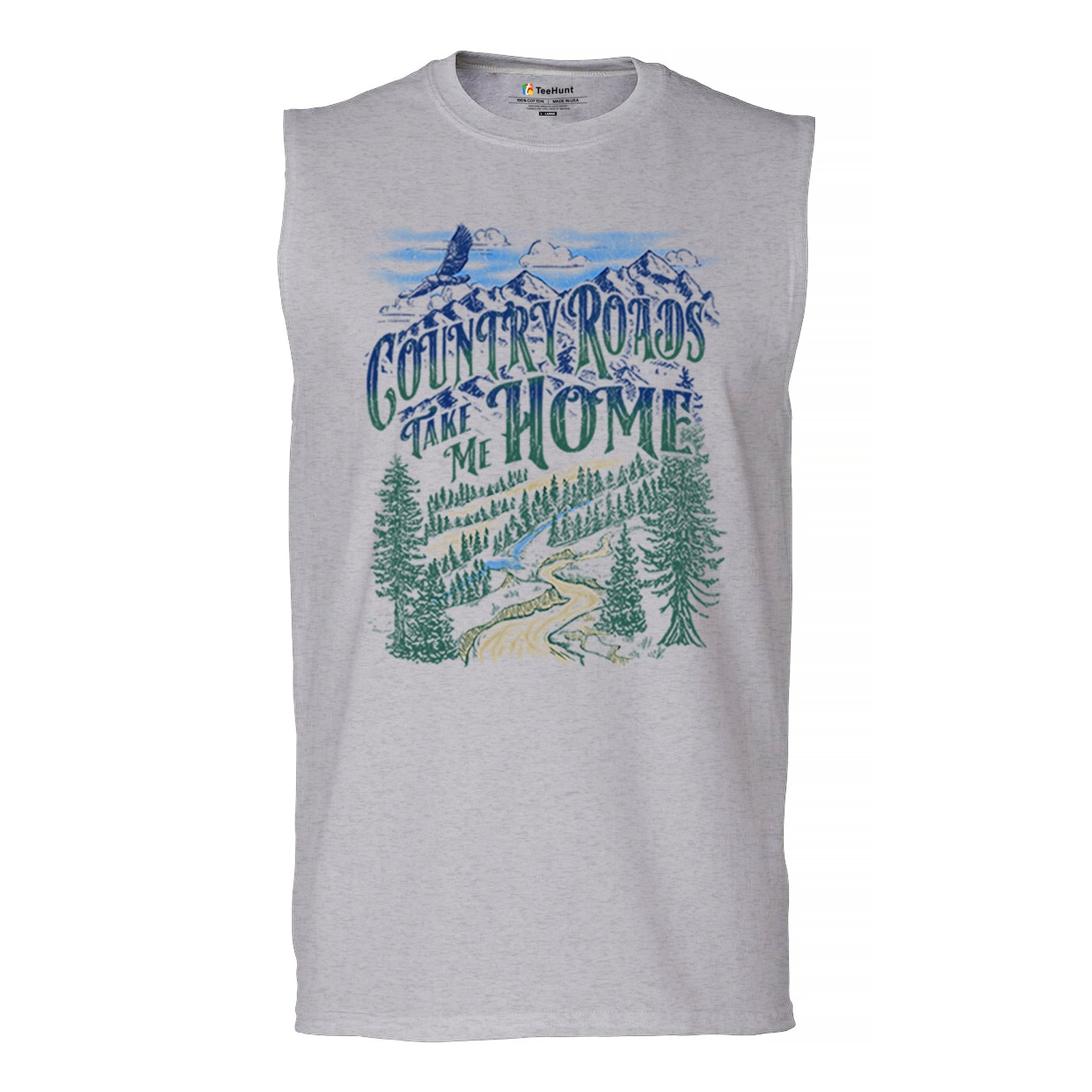 ALTRA Camicia uomo Country Roads Take Me Home muscolosa montagne road trip musica USA