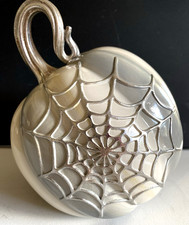 NEW Mackenzie Childs Sterling Stripe Spider Web 8  Tall PUMPKIN