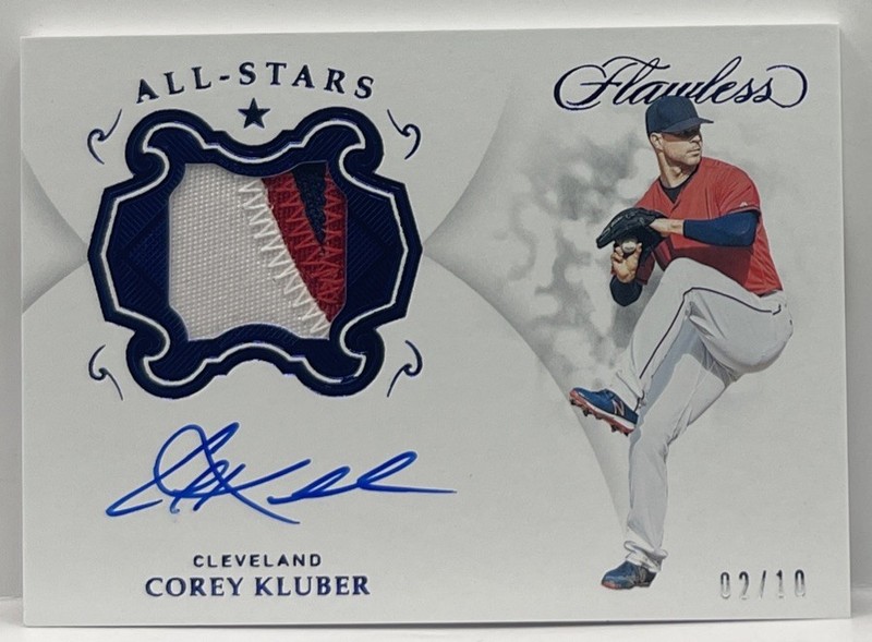 Corey Kluber 2019 Panini Flawless Patch Auto Autograph #PA-CK Sapphire #2/10 SSP