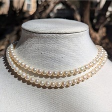 Collana Akoya perle coltivate argento sterling doppio filo collare 17" $800