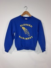 Vintage 90s Blessed Sacrament Youth Kids M Jerzees Crewneck Sweatshirt Jesus