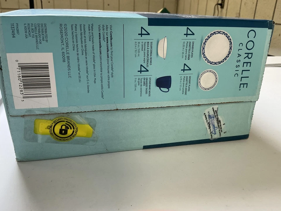 Corelle Classic Cobalt Circles 16pc Dinnerware Set Plates Bowls Mugs Blue New - Image 3 of 4