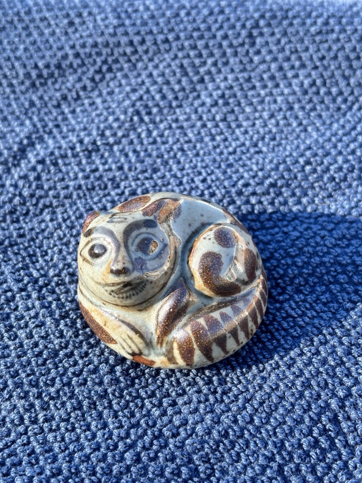 vintage tonala mexican pottery cat figurine