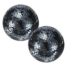 2 Pcs 3.1 in Glass Decorative Balls for Bowls, Mosaic Glass Balls, Black