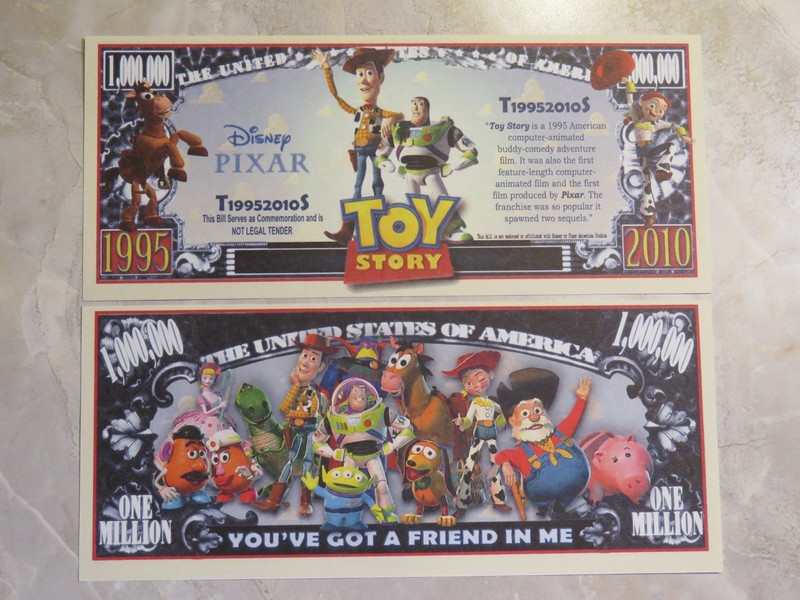 TOY STORY: 1995 Pixar Movie ~ $1,000,000 One Million Dollar Bill: United States