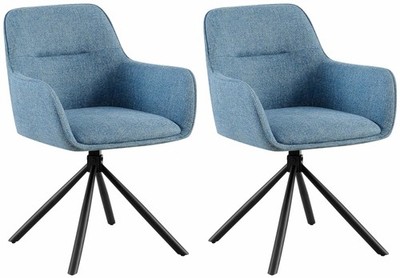 2er Set Stuhl Tipton Stoff blau