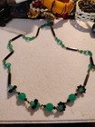 TRUE ART DECO CZECH GLASS GREEN BLACK NECKLACE URANIUM GLOWY GLASS 24" FABULOUS  — photo 7