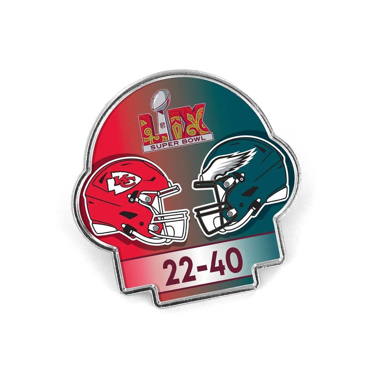 2025 NFL Super Bowl LIX 59 Champions Score Pin Kansas City