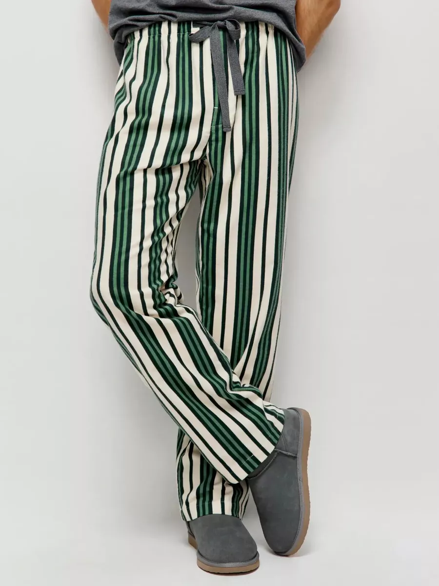 Peter Alexander Men's Green Stripe Long Flannelette Pyjama/Lounge Pant Size  XXL