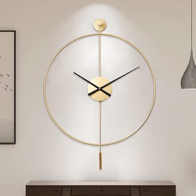 Classical Large Decorative Wall Clock with Pendulum, Modern Non-Ticking Silent
