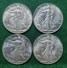 1941 D Walking Liberty half dollars - lot of 4 coins
