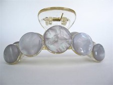 Large silver gray shiny shell effect hair claw clip