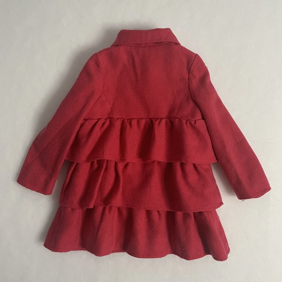 Jaqueta Cherokee Girl’s Magenta Pea Coat com babados e flor tamanho 4T - Imagem 2 de 4