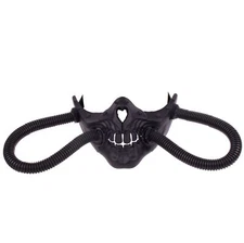 KBW Steampunk Skull w Long Tubes Halloween Black Raider Plastic Half Mask, Fo...