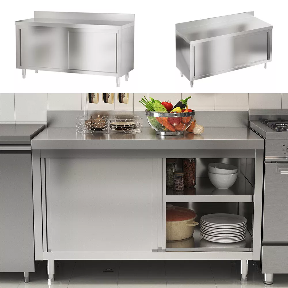 Stainless Steel Prep Table Kitchen Sink Catering Single Double Bowl Drainer Unit