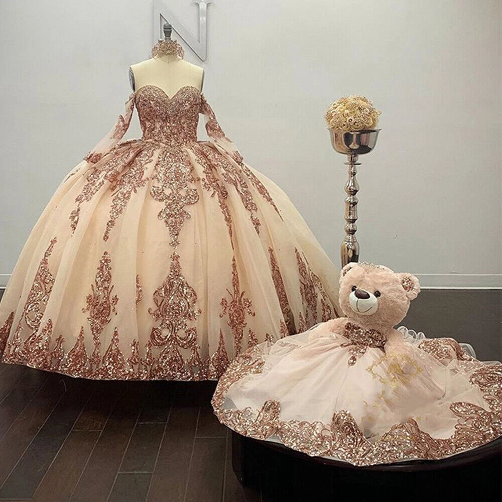 gold quinceanera dresses