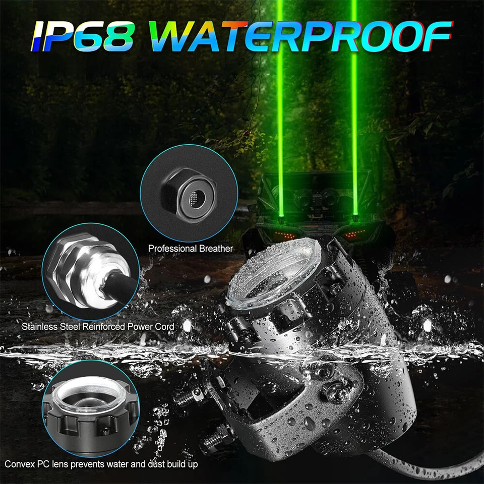 For Arctic Cat Prowler 650 HDX700 PRO Laser RGB LED Whip Light Whipless Antenna - Image 4 of 4